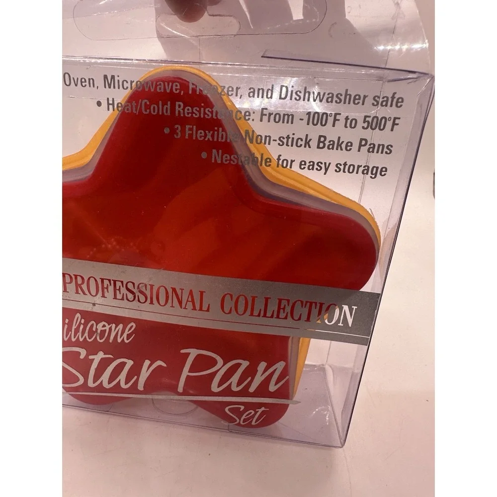 Global Decor Silicone Star Pan Set 3pc Red Yellow Orange‎ Oven Safe Bakeware
